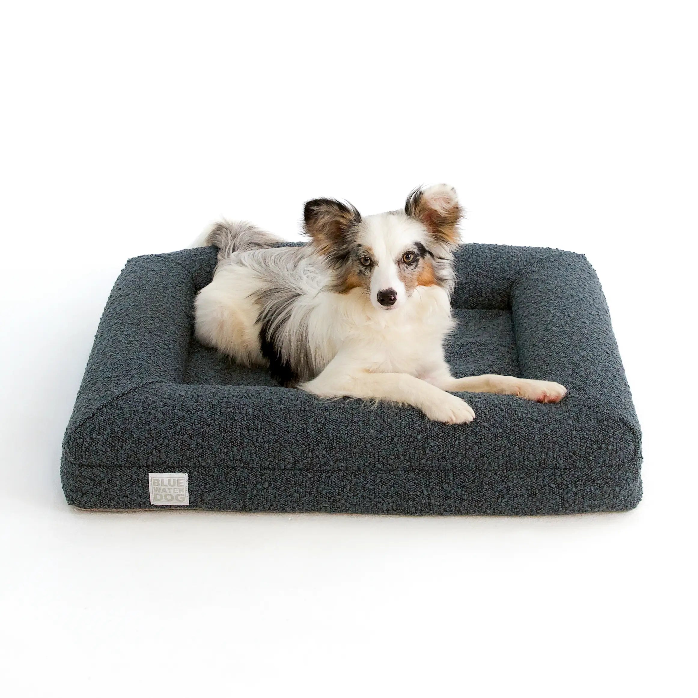 Small Luxury Bouclé Orthopedic Bluewater Dog Bed (Ocean Blue)