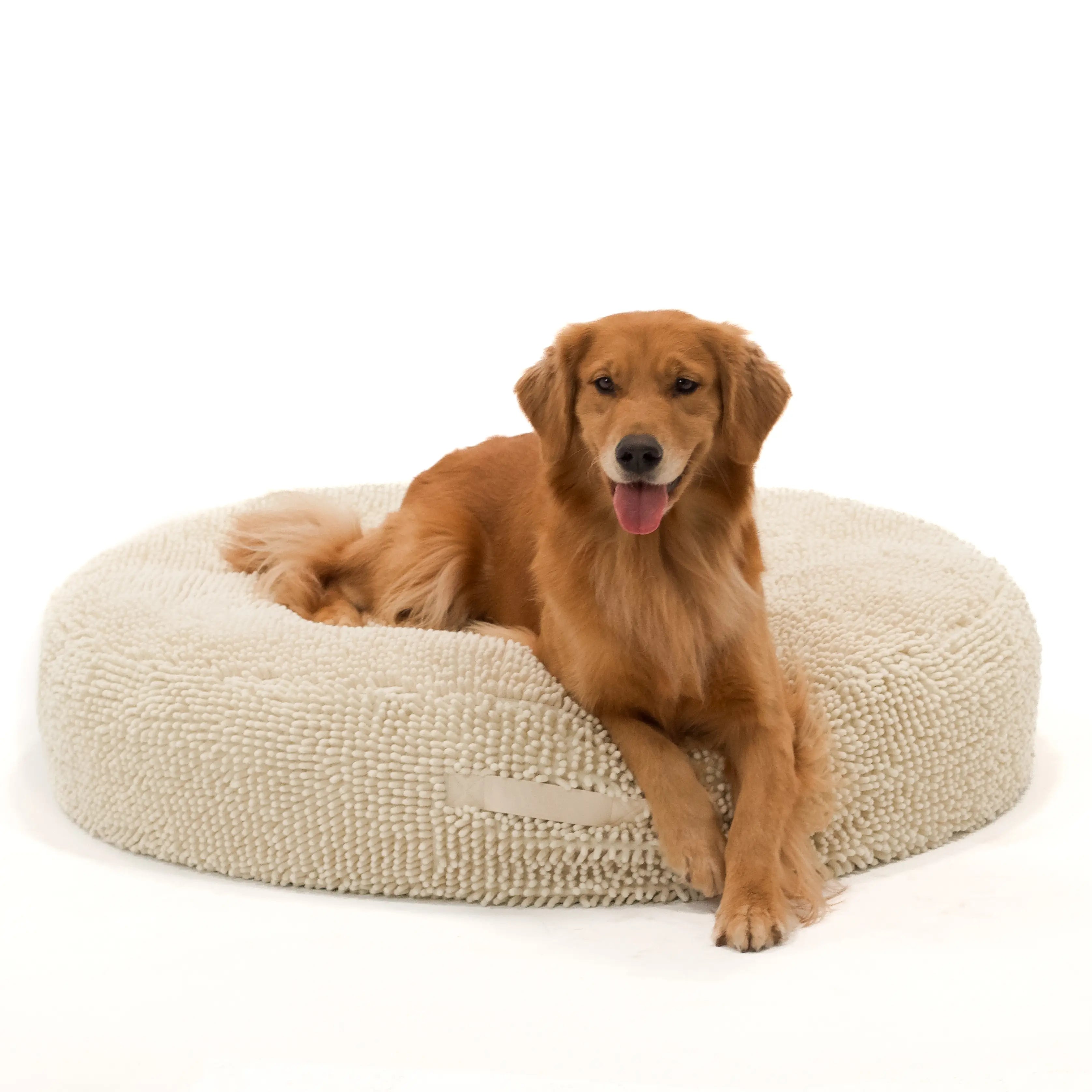 Large Snoozy Bed - Calming Orthopedic Donut Dog Bed (Cream Towel)