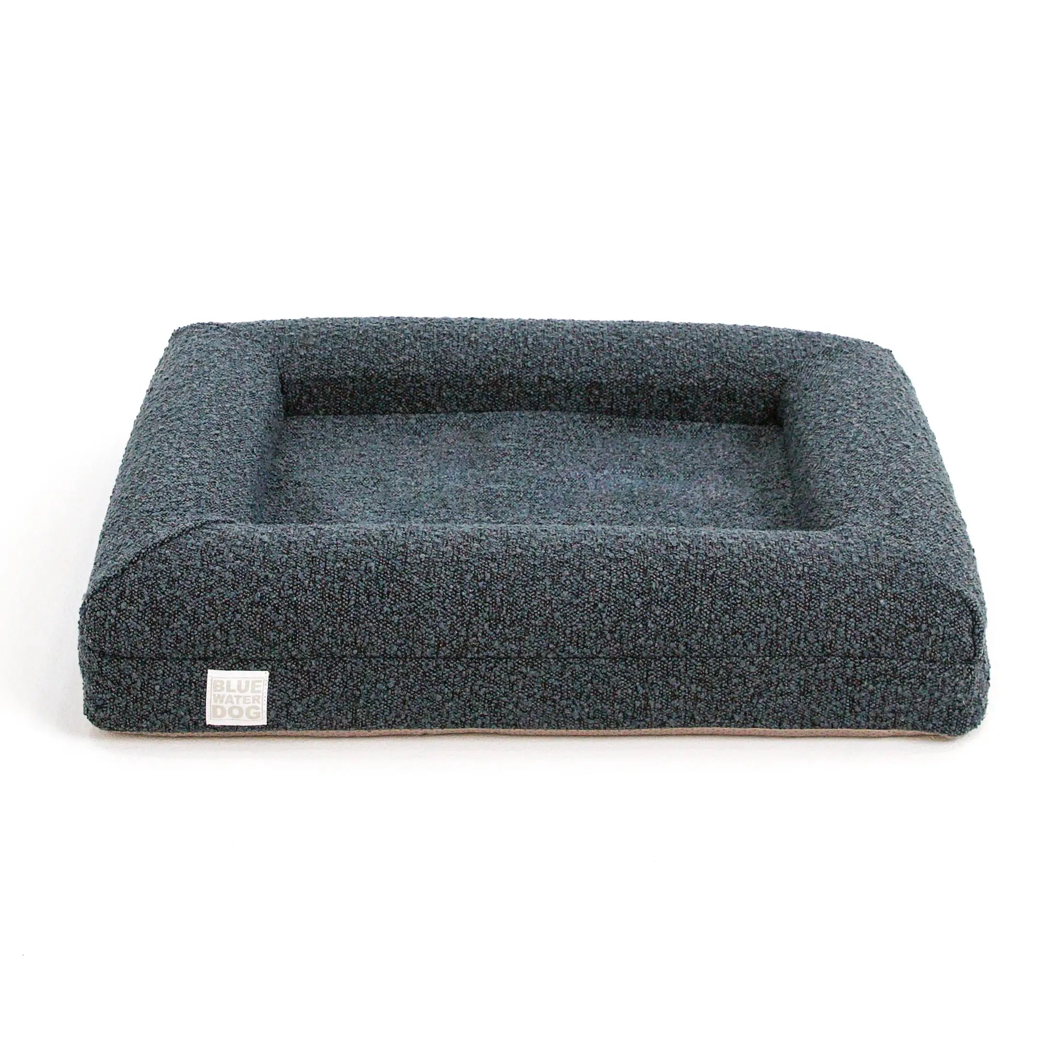 Small Luxury Bouclé Orthopedic Bluewater Dog Bed (Ocean Blue)