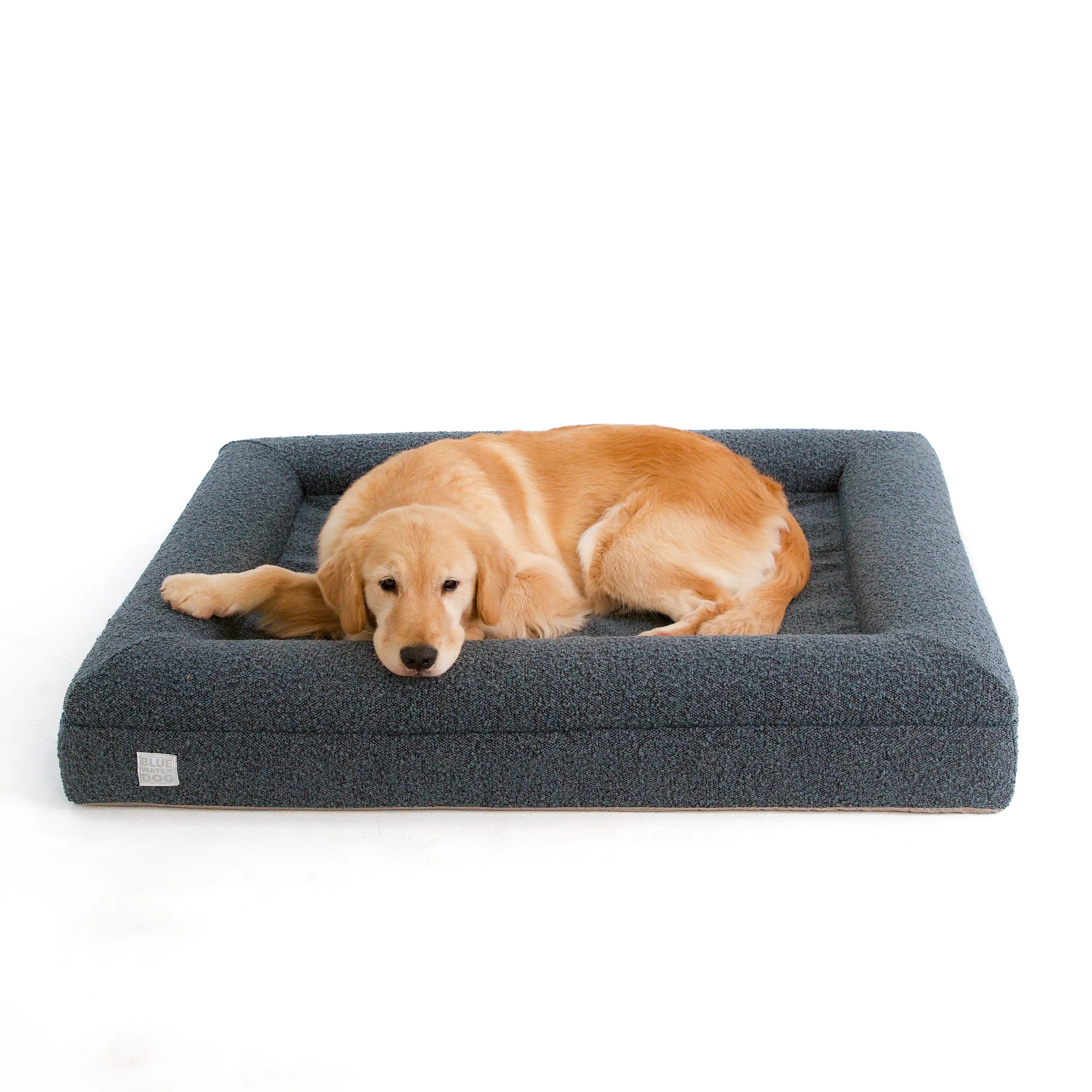 Large Luxury Bouclé Orthopedic Bluewater Dog Bed (Ocean Blue)